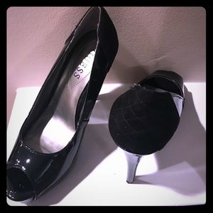 Black peep toe heels